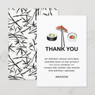 Sushi Birthday Party Modern Personalized Bedankkaart