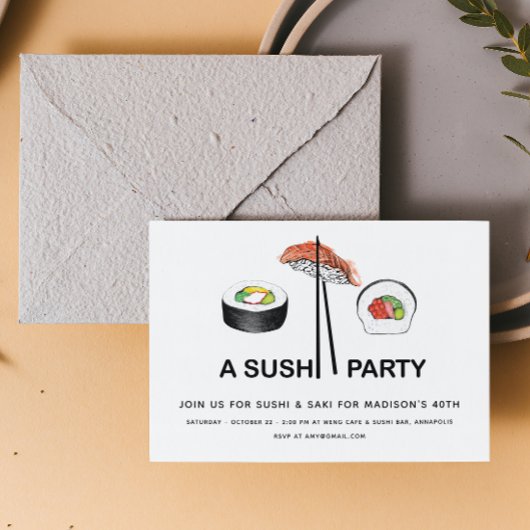 Sushi Birthday Party Modern Simple Elegant Kaart