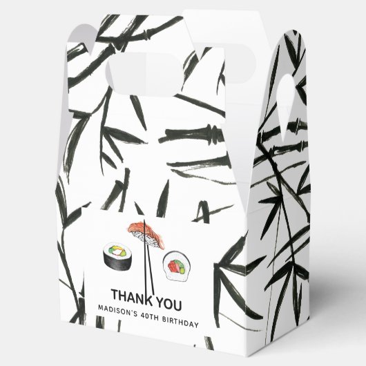 Sushi Birthday Simple Elegant Black White Bedankdoosjes (Geopend)