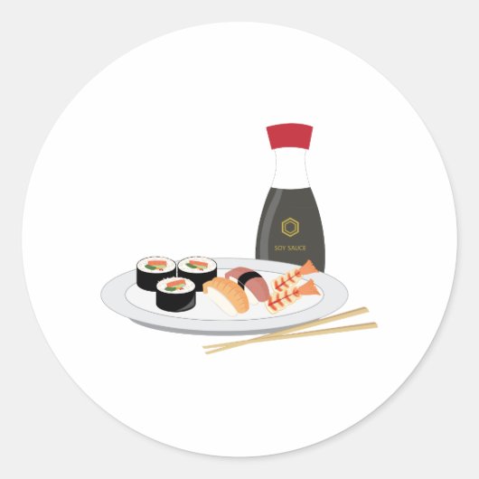 Sushi Bord Ronde Sticker (Voorkant)