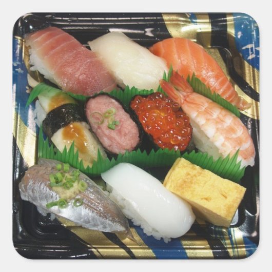 Sushi Box Japans eten Vierkante Sticker (Voorkant)