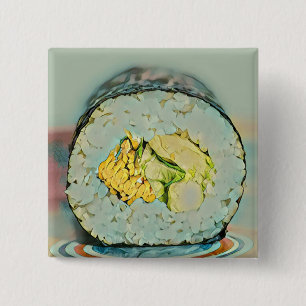 Sushi cadeau voor liefhebbers van eten vierkante button 5,1 cm