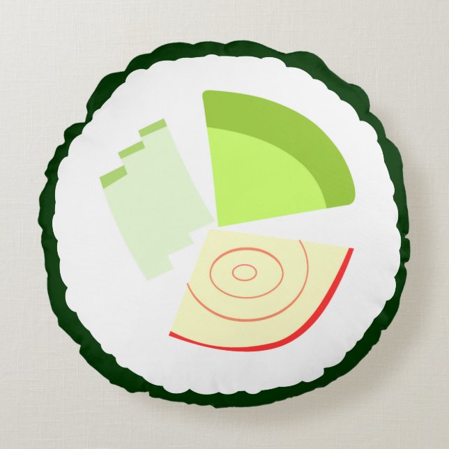 Sushi California Roll Rond Kussen (Voorkant)