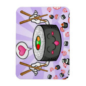 Sushi Cartoon Character Eating Lots of Shrimp Magneet (Verticaal)