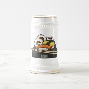 Sushi cartoon illustratie bierpul