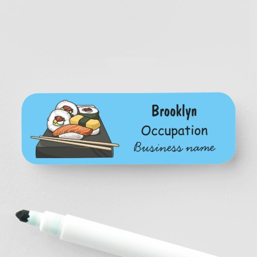 Sushi cartoon illustratie naamplaatje (In situ)