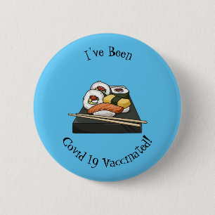 Sushi cartoon illustratie ronde button 5,7 cm