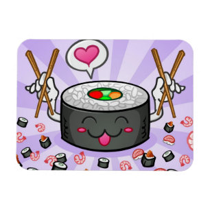 Sushi Cartoon Karton eet veel garnalen Magneet