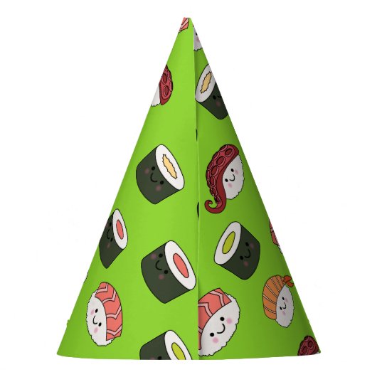 Sushi Cartoon Kids Verjaardagsfeest Pet Feesthoedjes (Achterkant)