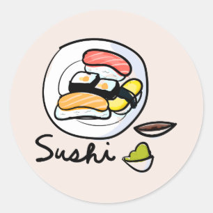 Sushi cartoon schattige Japanse kunst Ronde Sticker