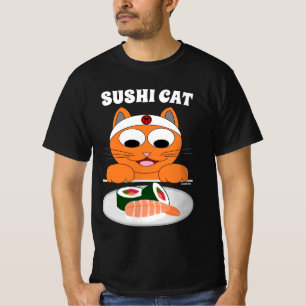 SUSHI CAT Cartoon Cat Humoureuze T-shirt