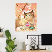 Sushi Cat Dessert First Poster (Thuiskantoor)