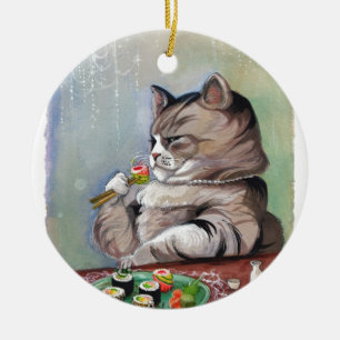 Sushi Cat Fancy feast Keramisch Ornament