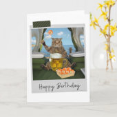 Sushi Cat Funny Birthday Card Kaart (Gele Bloem)