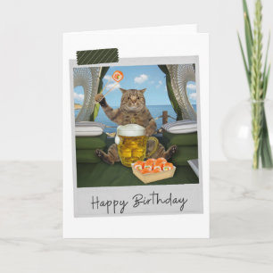 Sushi Cat Funny Birthday Card Kaart