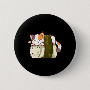 Sushi Cat Kawaii Anime Neko Japans Ronde Button 5,7 Cm