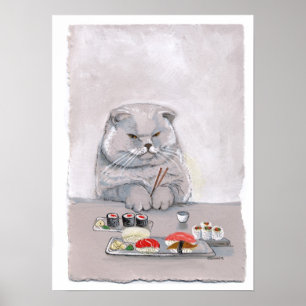 Sushi Cat Print - de heer Grumps
