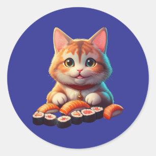 Sushi Cat Ronde Sticker