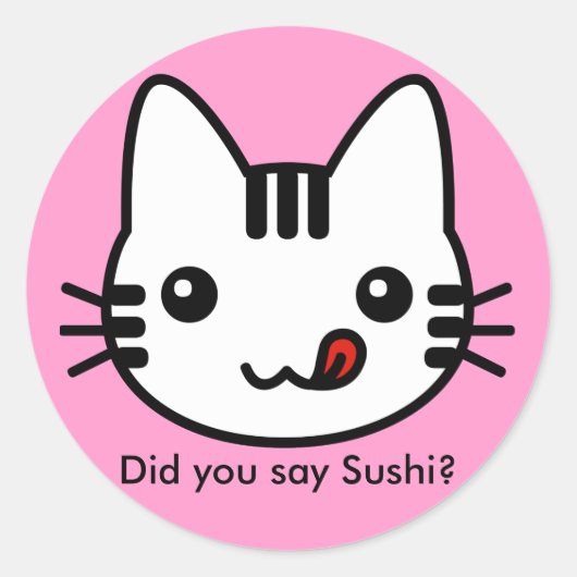 Sushi Cat Ronde Sticker (Voorkant)