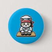 Sushi Cat - Schattigee & Grappige Kat Maken Sushi  Ronde Button 5,7 Cm (Voorkant)