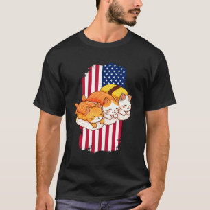 Sushi Cats Amerikaanse Vlag 4 Juli Patriottische K T-shirt