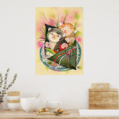 Sushi Cats Kat Kersthandrol Poster (Keuken)