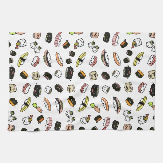 Sushi Characters Pattern Theedoek (Horizontaal)