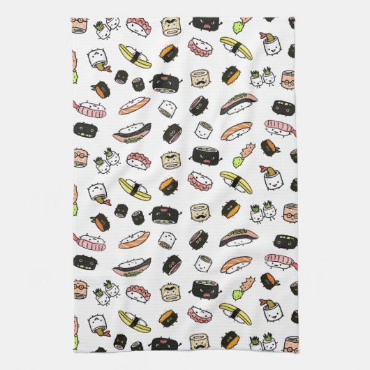 Sushi Characters Pattern Theedoek (Verticaal)
