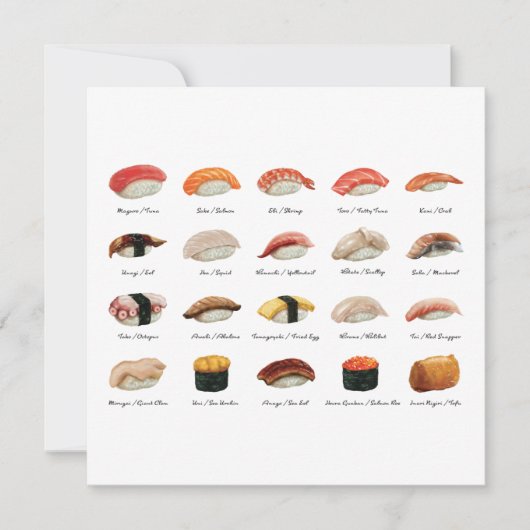 Sushi Chart Flat Wenskaart (Voorkant)