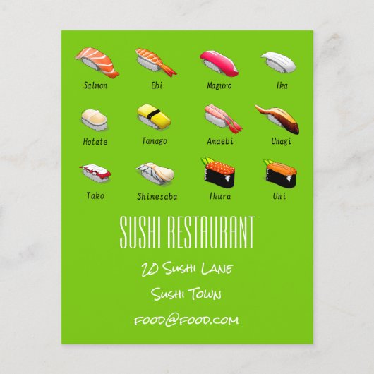 Sushi Chart Japanese modern food restaurant Flyer (Voorkant)