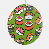 Sushi Christmas Funny Kleurrijke Kawaii Schattige  Keramisch Ornament (Links)