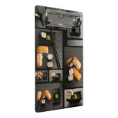 Sushi-collectie op zwarte achtergrond mini klembord (Schuin)