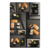 Sushi-collectie op zwarte achtergrond mini klembord (Achterkant)