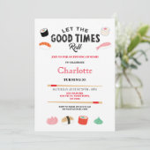 Sushi Diner Lunch Japanse Verjaardagsfeest Uitnodi Kaart (Staand voorkant)