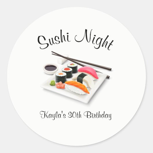 Sushi Dinner Party Ronde Sticker (Voorkant)