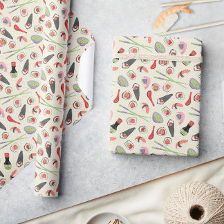 Sushi, eetstokjes & sojasaus inpakpapier