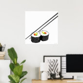 Sushi en Chopsticks Poster (Thuiskantoor)