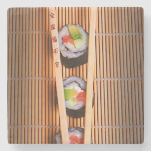 Sushi en houten stokjes stenen onderzetter