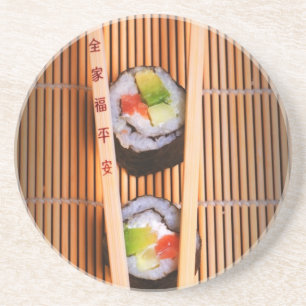 Sushi en houten stokjes zandsteen onderzetter
