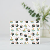 Sushi en Noodles Pattern Briefkaart (Staand voorkant)