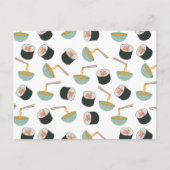 Sushi en Noodles Pattern Briefkaart (Voorkant)