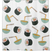 Sushi en Noodles Pattern Douchegordijn (Voorkant)