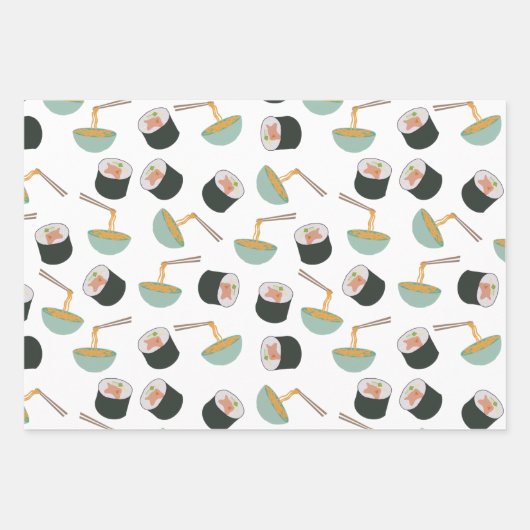 Sushi en Noodles Pattern Inpakpapier Vel (Voorkant)