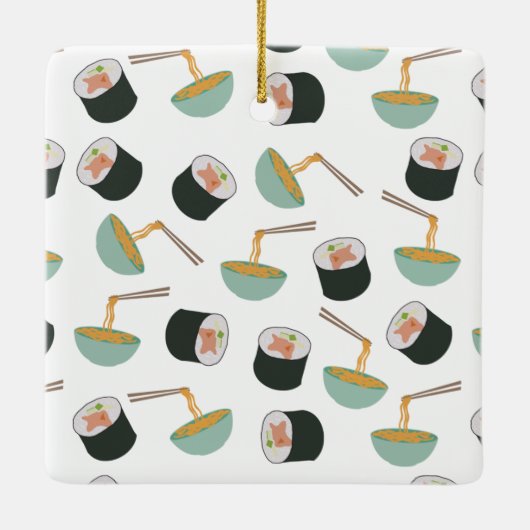 Sushi en Noodles Pattern Keramisch Ornament (Achterkant)