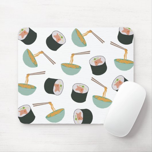 Sushi en Noodles Pattern Muismat (Met muis)