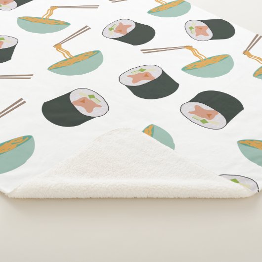 Sushi en Noodles Pattern Sherpa Deken (3/4)