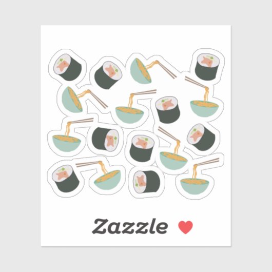 Sushi en Noodles Pattern Sticker (Vel)