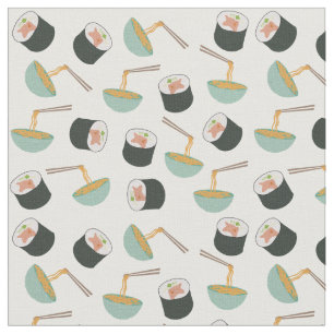Sushi en Noodles Pattern Stof
