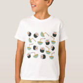 Sushi en Noodles Pattern T-shirt (Voorkant)