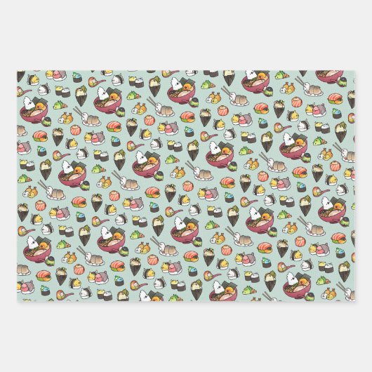 Sushi en Ramen Birds Inpakpapier Vel (Voorkant)